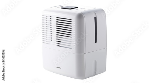 White Dehumidifier With Digital Display and Air Vent on White Background