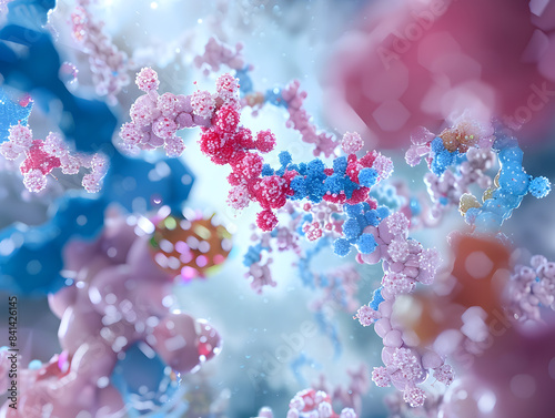 Conceptual art of insulin molecules as building blocks in a futuristic medical context photo