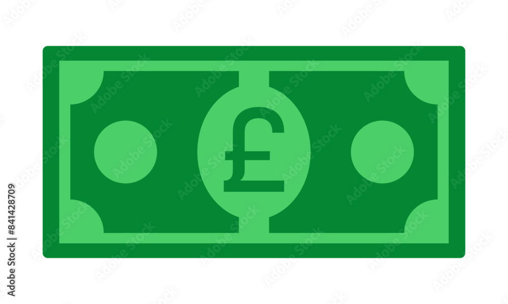 Pound cash money United Kingdom currency note in green color vector illustration. Pound bill, green currency bank note, cash and money symbol. Flat vector illustration. Pound cash money United Kingdom currency note in green color vector illustration. Pound bill, green currency bank note, cash and money symbol. Flat vector illustration.