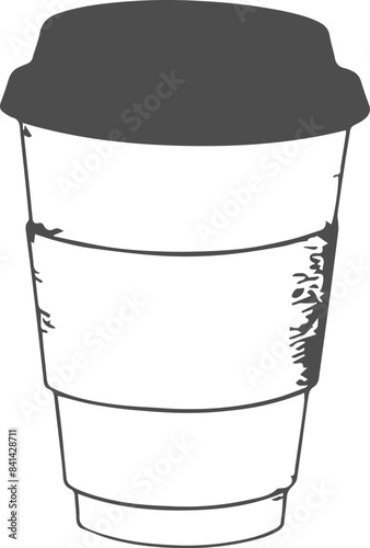 シンプルなテイクアウト用のドリンクカップ紙コップのイラスト