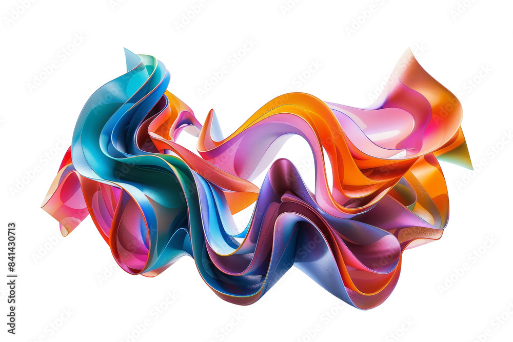 Obraz premium Vibrant abstract ribbons intertwining in colorful swirls, showcasing a dynamic blend of colors in a fluid, artistic motion.