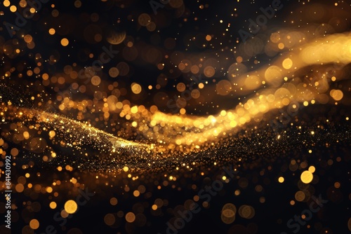 A beautiful abstract dark background with golden dust splashes. Created with AI technology.