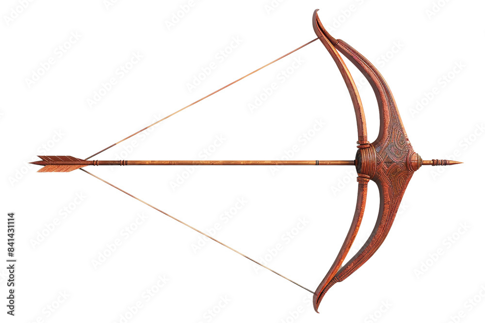 Obraz premium Traditional wooden crossbow and arrow isolated on transparent background. Perfect for archery, hunting, or historical recreation themes.
