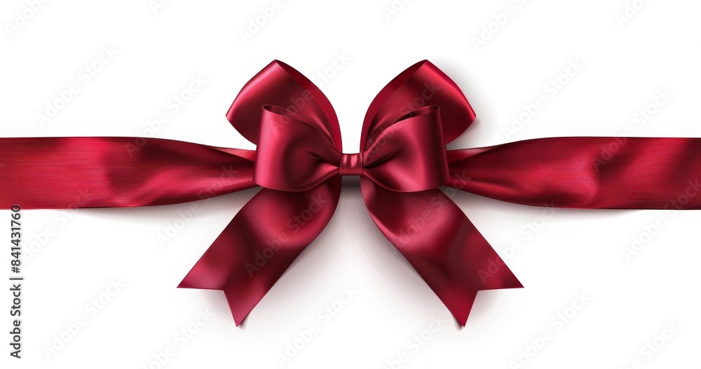 A beautiful red satin ribbon with a bow is isolated on a transparent background. This was created using artificial intelligence. A beautiful red satin ribbon with a bow is isolated on a transparent background. This was created using artificial intelligence.