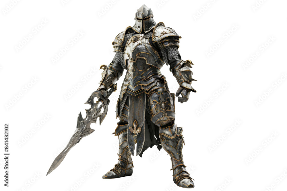 Medieval knight in detailed armor holding a large sword, ready for battle. Perfect for fantasy and historical themed projects. Medieval knight in detailed armor holding a large sword, ready for battle. Perfect for fantasy and historical themed projects.