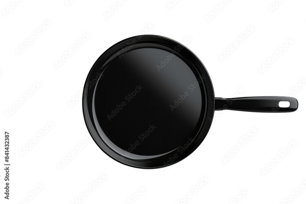 Top view of a black frying pan with a handle against a transparent background. perfect for kitchen, cooking, or culinary-related projects. Top view of a black frying pan with a handle against a transparent background. perfect for kitchen, cooking, or culinary-related projects.