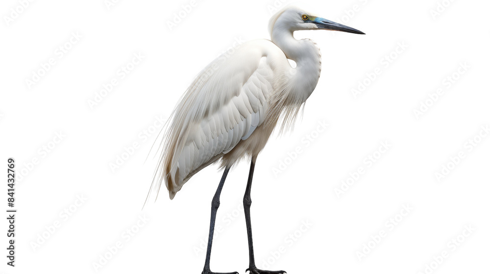 White Egret Bird Standing On White Background White Egret Bird Standing On White Background