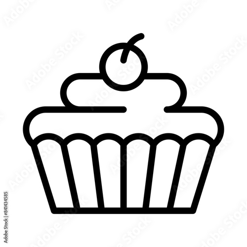 Cupcake line icon. Cupcake icon. Cake icon isolated on white background. Transparent background, minimalist symbol. Vector images