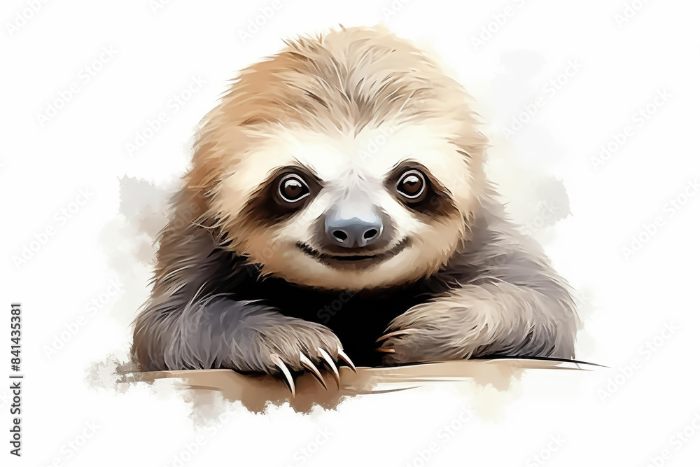 Creative illustration of a sloth for posters and prints, focusing on its cute and beautiful features. Creative illustration of a sloth for posters and prints, focusing on its cute and beautiful features.