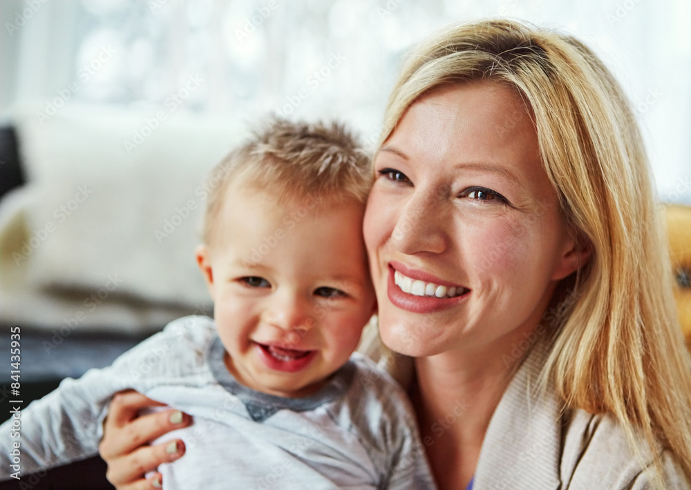 Baby, smile and mother in house with hug or happiness for motherhood, growth or wellness of child. Toddler, woman and excited in home for care, support and bonding together with love, mom and relax Baby, smile and mother in house with hug or happiness for motherhood, growth or wellness of child. Toddler, woman and excited in home for care, support and bonding together with love, mom and relax