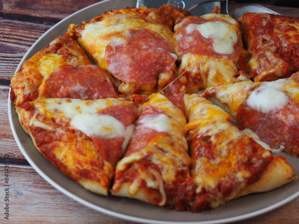 home made deep pan salami pizza home made deep pan salami pizza