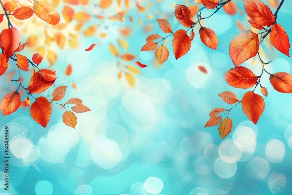 Images of autumn nature with orange leaves for creative work, design, wallpaper...Generated using artificial intelligence.