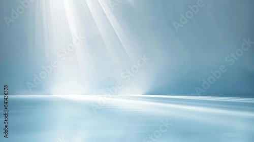 For product presentation, an abstract light blue background with incident light from the window. © Bundi