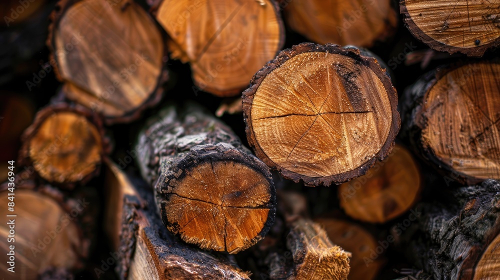 Wood logs winter warmth. Generative AI Wood logs winter warmth. Generative AI