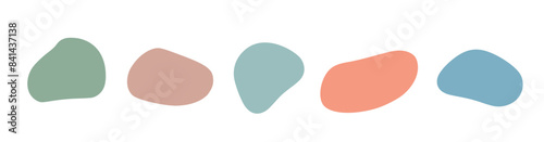 Set of graphic elements of irregular abstract round shape. Collection of doodle drops. Modern banner.