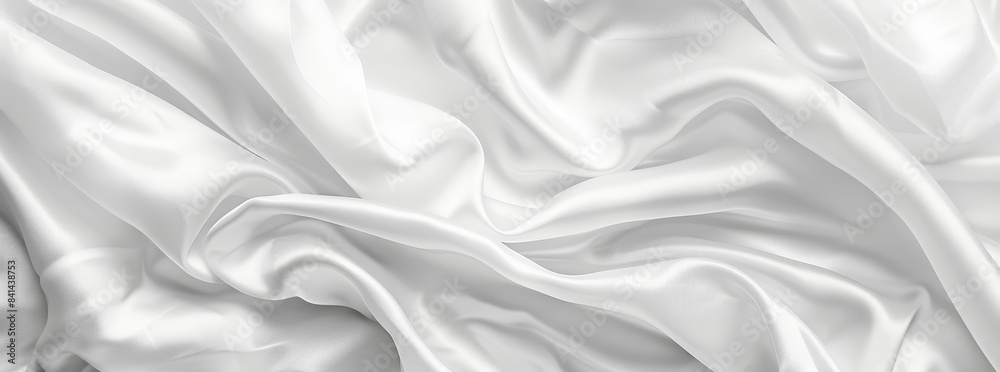 Obraz premium Flowing waves of white silk fabric make for a beautiful abstract background.