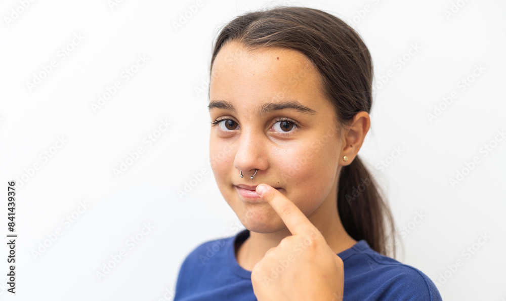 cool teen girl face with piercing style cool teen girl face with piercing style