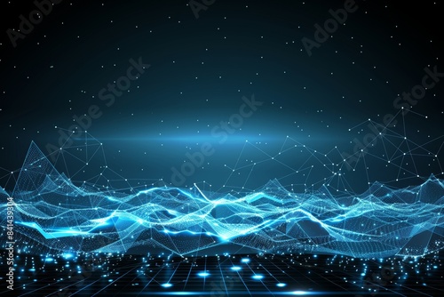 Interconnected dots on vibrant blue background  abstract representation of communication