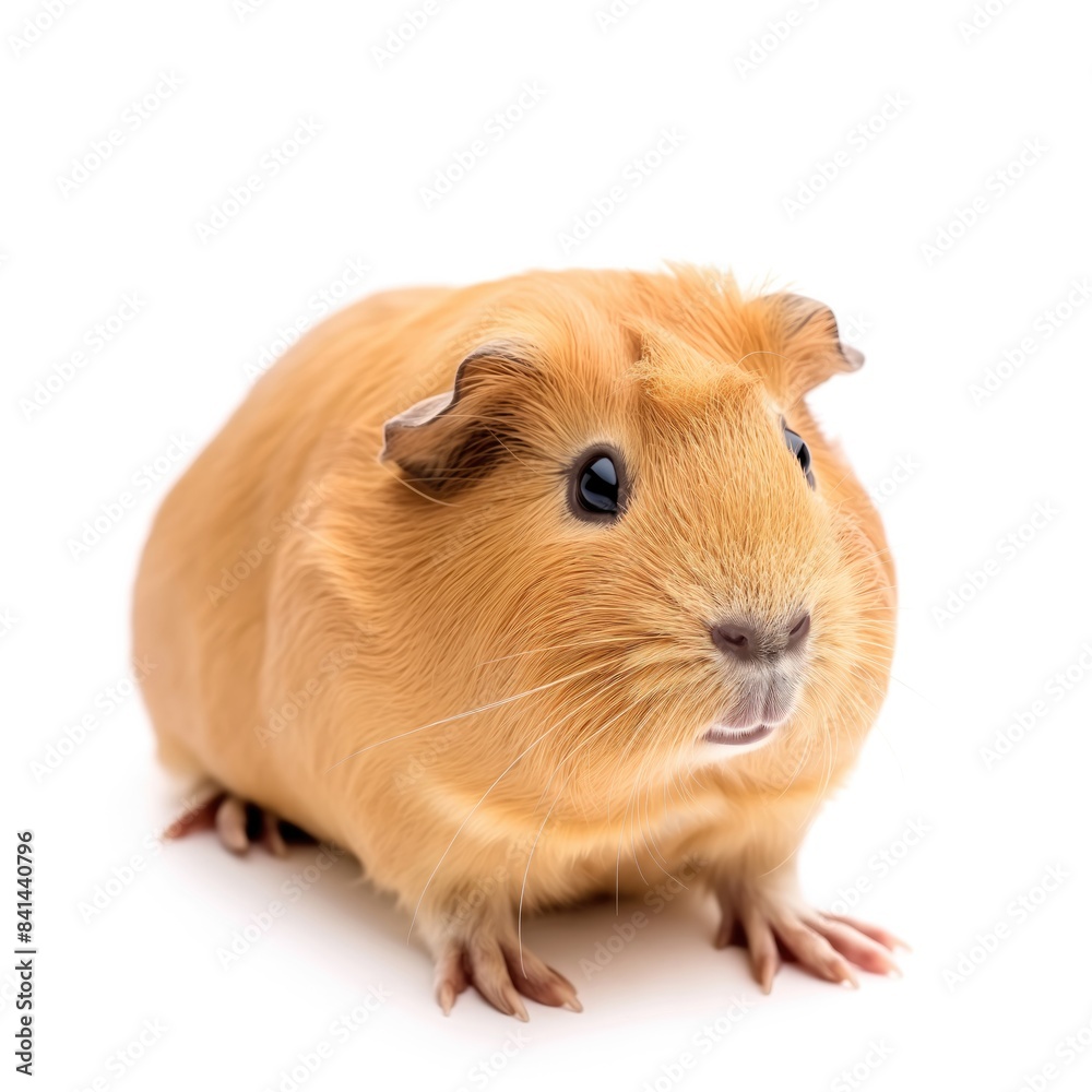 Adorable Orange Guinea Pig with Bright Eyes, Close-up Pet Portrait on White Background Adorable Orange Guinea Pig with Bright Eyes, Close-up Pet Portrait on White Background