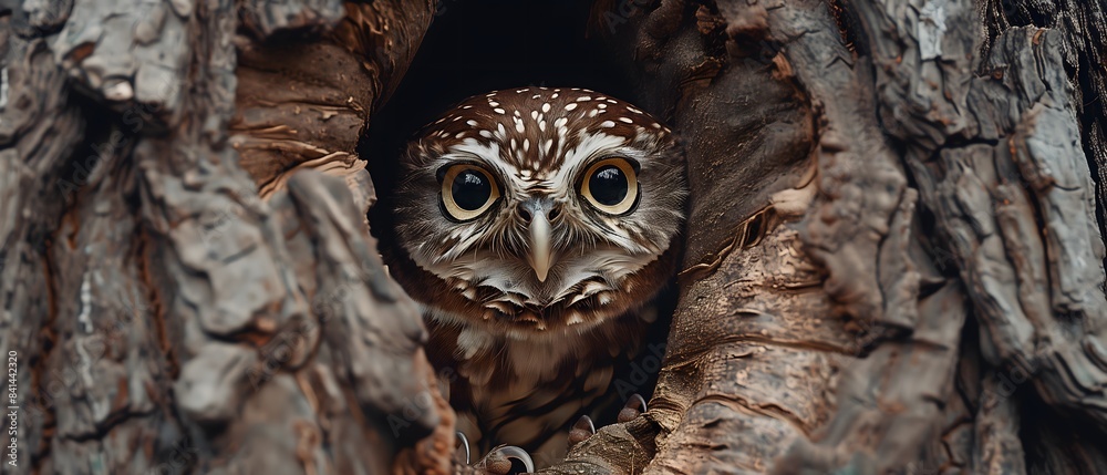 Illustration of a baby owl. Close up. Generative AI image Illustration of a baby owl. Close up. Generative AI image