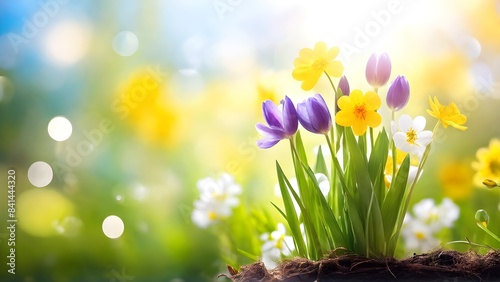 Spring flowers on nature background