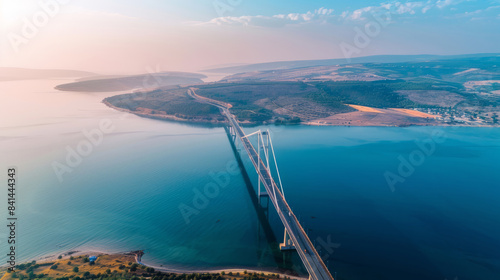 Aerial view of Canakkale Bridge crossing the Dardanelles