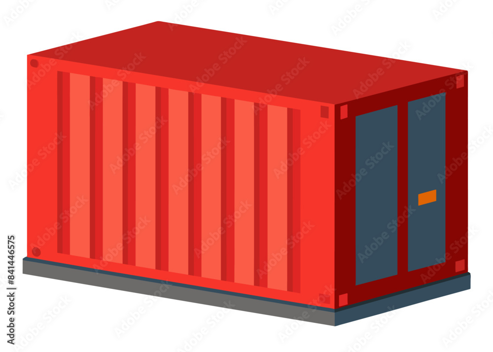 Red shipping container with blue doors on white background Red shipping container with blue doors on white background
