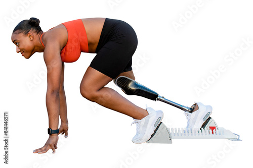 Принти на полотні Paralympic athlete with prosthetic leg on transparent background