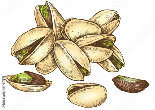 Colorful pistachio transparent png set photo