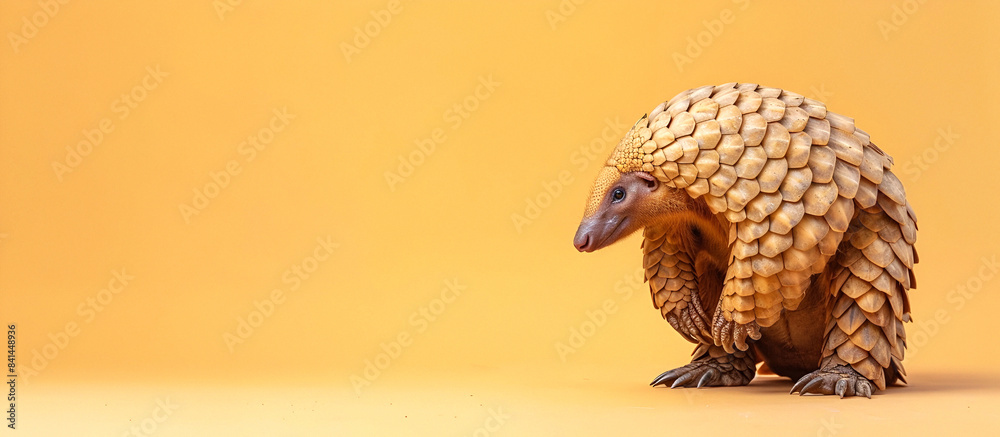 Obraz premium Pangolin on a warm yellow backdrop