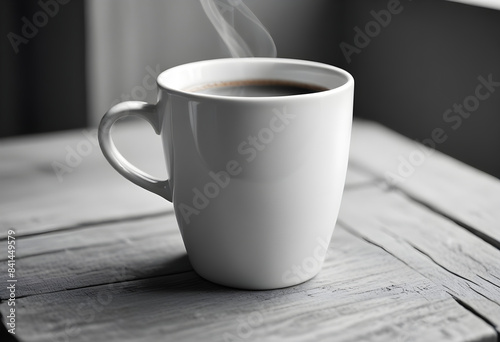 Close up shot of a steaming coffee in white cup
