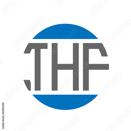 THF letter logo design on white background. THF creative initials circle logo concept. THF letter design. photo