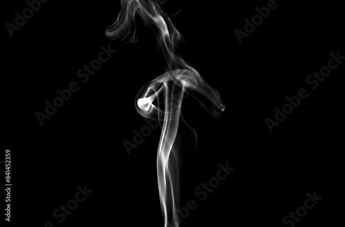 Collection of animated white smoke on black background. Smoke clouds. Isolated abstract lines.