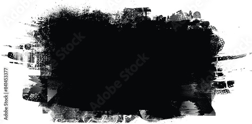 Glitch distorted grange shape . Noise grungy logo . Trendy defect error shapes . Glitched frame .Grunge textured . Distressed effect .Vector shapes