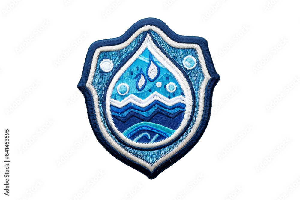 Watermark Emblem Colorful water emblem with wave design and water droplets, perfect for ...