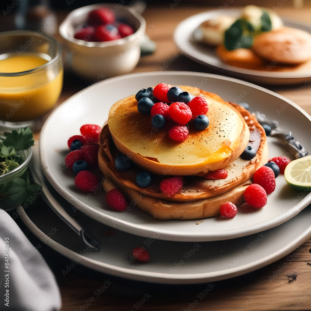 Healthy breakfast with muesli and berries. A nutritious breakfast for a great mood and a successful day Healthy breakfast with muesli and berries. A nutritious breakfast for a great mood and a successful day