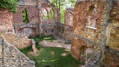 Ruined Interior of Old Ksiaz Castle in Poland