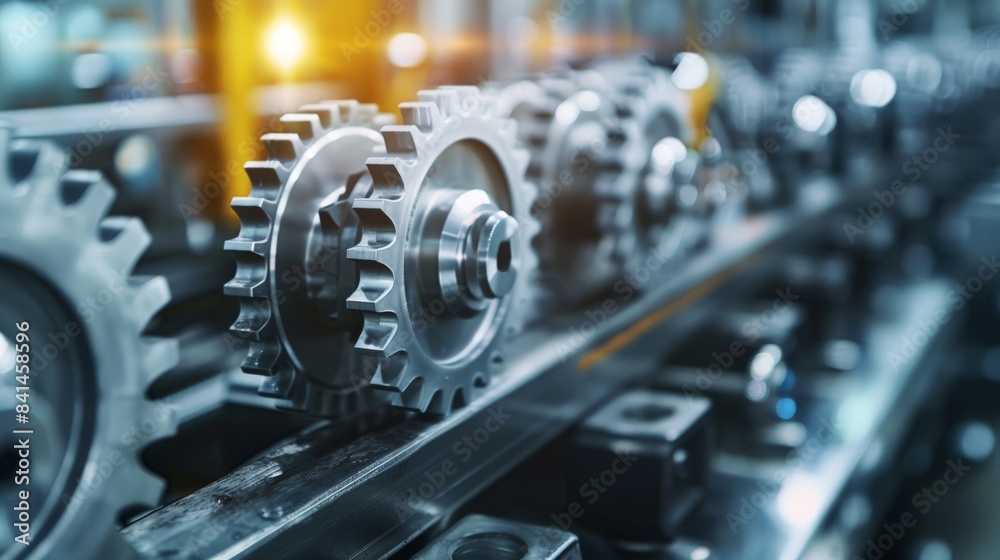 Precision-engineered gear wheels in a high-tech manufacturing setting, symbolizing advanced industrial design Precision-engineered gear wheels in a high-tech manufacturing setting, symbolizing advanced industrial design