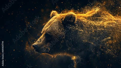 Bear, abstract background of 3D wallpaper with magnificent wildlife