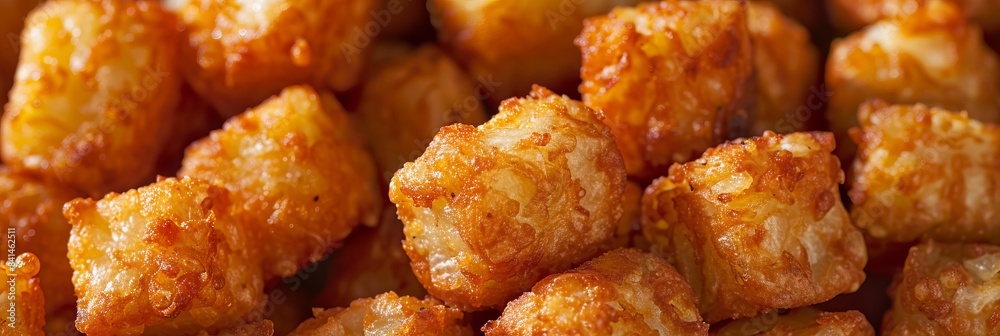 A tater tots close up, food design, dynamic, dramatic compositions, with copy space. A tater tots close up, food design, dynamic, dramatic compositions, with copy space.