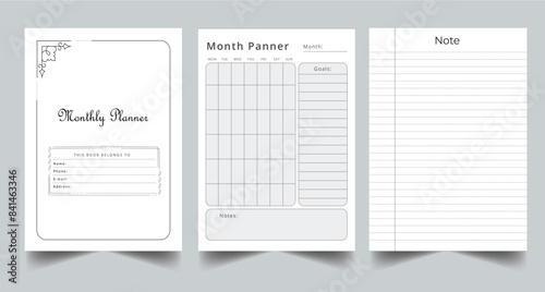 Monthly Planner Printable template design.