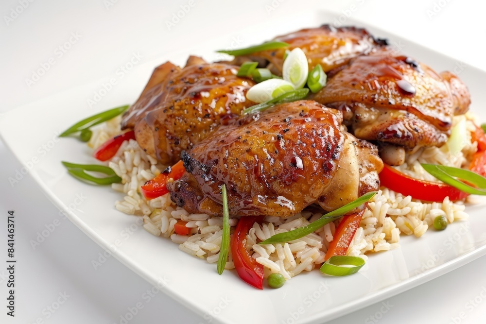 Artfully Arranged Balsamic Chicken and Vegetables with Rice Artfully Arranged Balsamic Chicken and Vegetables with Rice