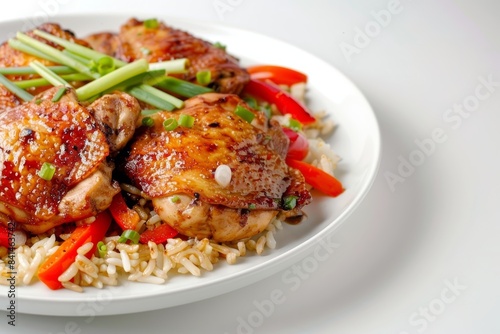 Balsamic Chicken Thighs with Fluffy Boil-in-Bag Rice and Bell Peppers