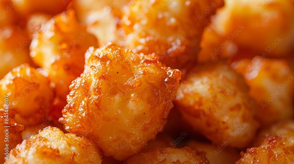 A tater tots close up, food design, dynamic, dramatic compositions, with copy space. A tater tots close up, food design, dynamic, dramatic compositions, with copy space.