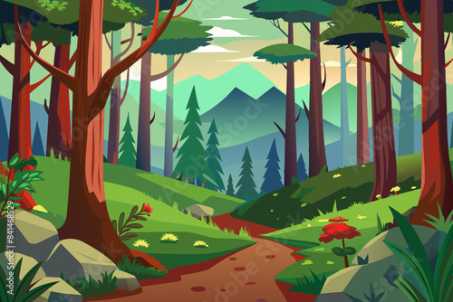 forest rode vector illustration