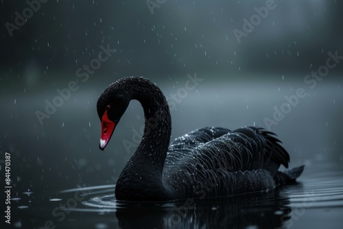 Rare Black swan water. Natural tourism. Generate Ai