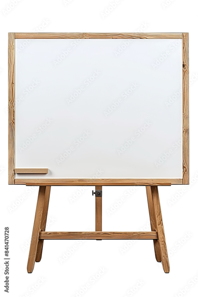 Wooden framed whiteboard on a stand isolated on white background. Ideal for presentations, teaching, and office use. Wooden framed whiteboard on a stand isolated on white background. Ideal for presentations, teaching, and office use.