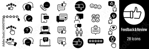 Feedback and Review Web Icons. Customer, Support, Like, Comment. Vector in Line Style Icons