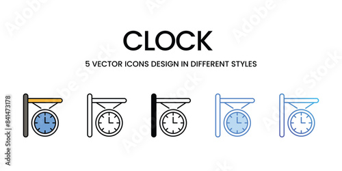 Clock icons vector set stock illustration.