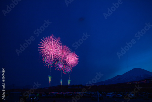 富士山と花火の風景